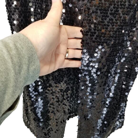 NWT Express Black Sequined Tank Top Size XS - Picture 3 of 9